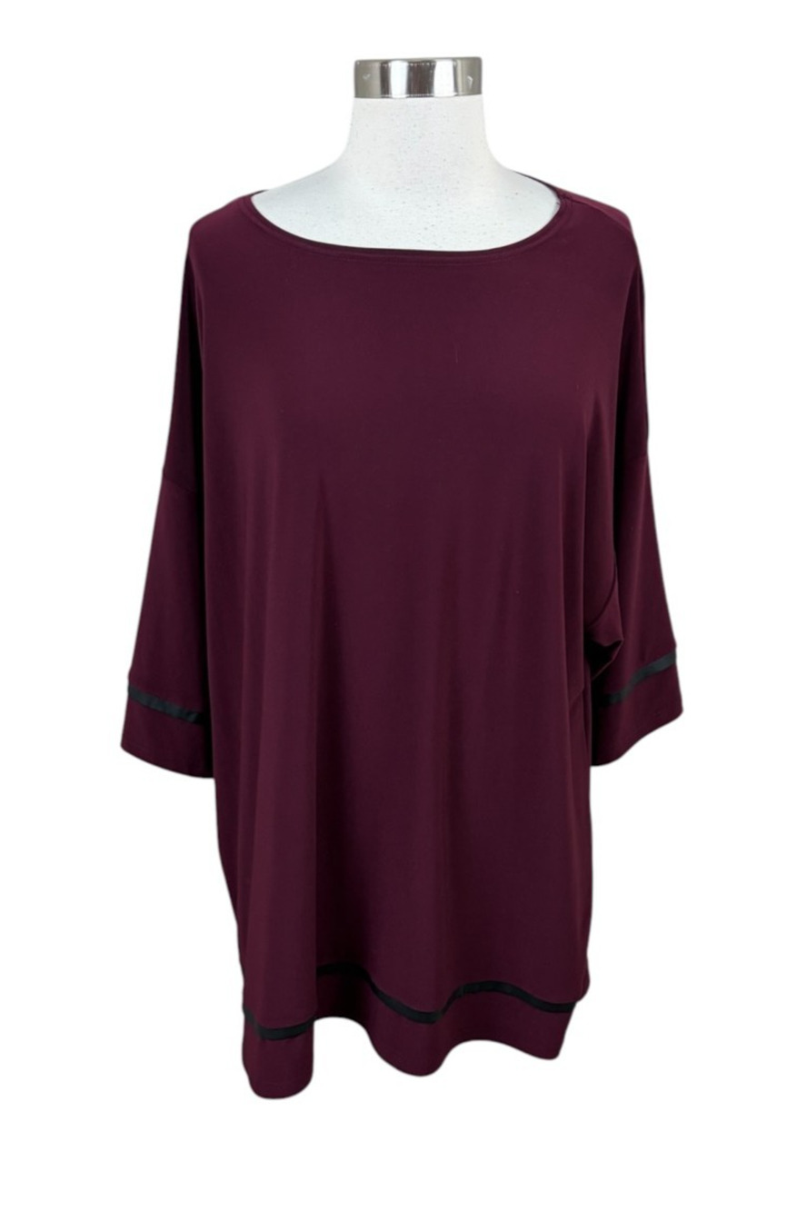 Sympli Canada Burgundy Tunic Size 18 Lagenlook Minimalist Stretch